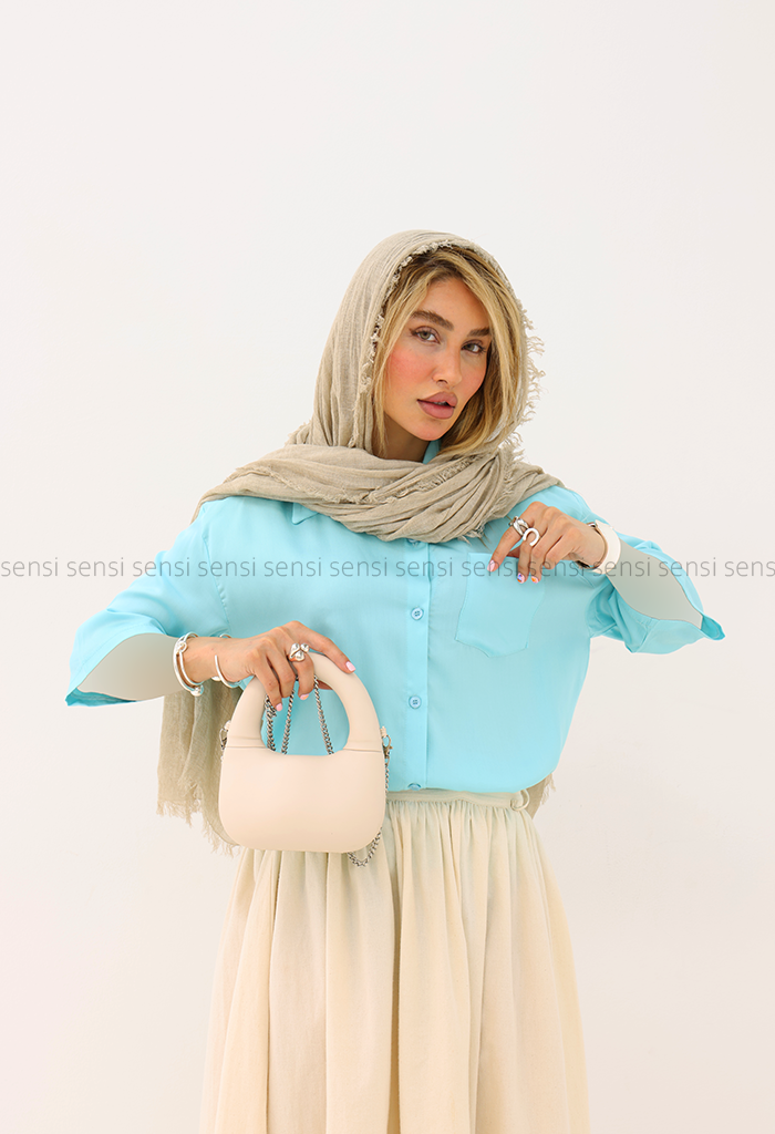 شومیز زنانه سیلک باکسی رنگی کد1006112